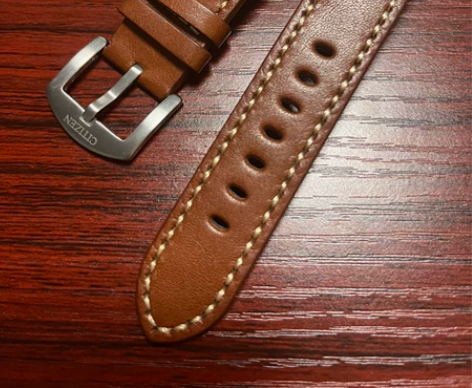 适配西铁城 骚橙表带22mm 通用牛皮表带...