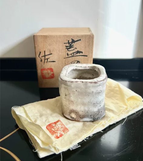 日本柴烧盖置 茶道具 釉水肥厚非常有质感的...