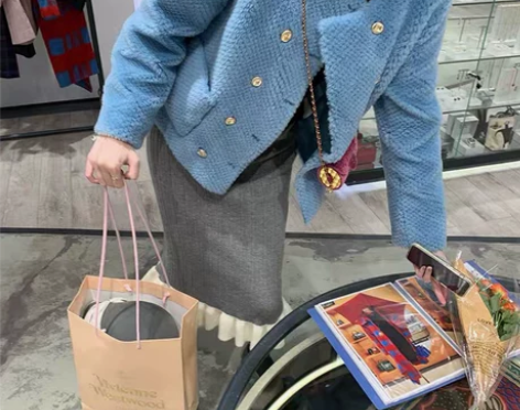 夏月海moon sea灰色拼白色木耳边包臀...