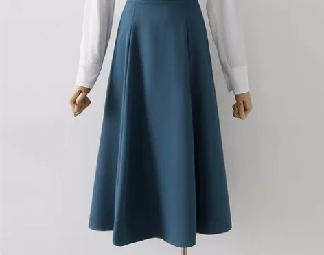 2021秋冬设计感小众气质孔雀蓝a字大摆裙...