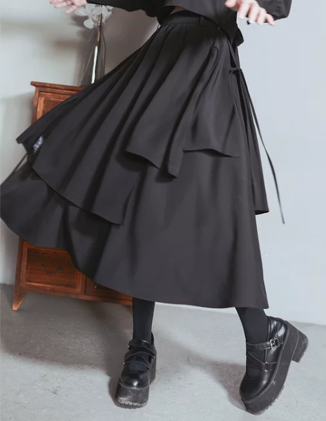 半身裙短裙2022新款原创秋季女黑色不规则...