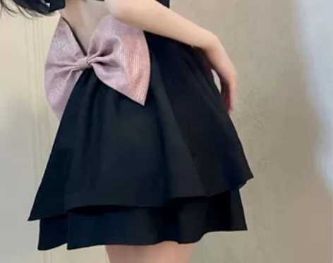 【哥特胡桃】辣妹风蝴蝶结蓬蓬裙小个子挂脖抹...