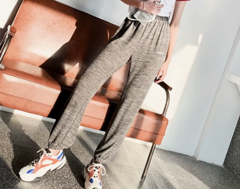 运动裤女宽松裤子夏薄款束脚ins潮宅宅裤小...