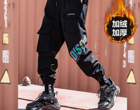 秋冬季工装裤男士潮牌束脚宽松机能ins韩版...