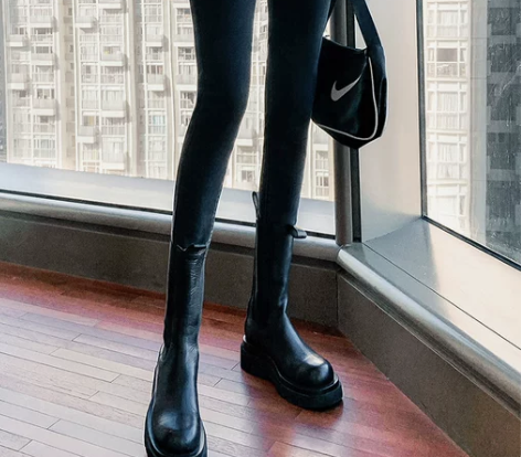 超高腰加绒牛仔裤女2022冬季新款修身显瘦...