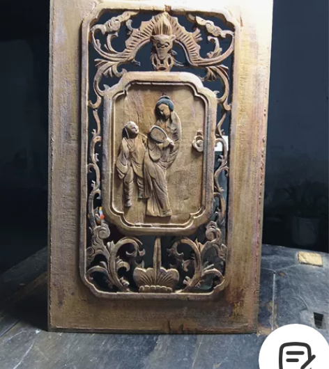 清代木雕，三娘教子，福在眼前一片，尺寸35...