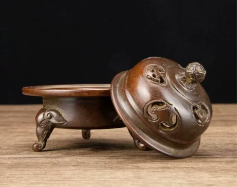 象足莲花钮香炉三足熏香炉仿古焚香炉家用玄关...