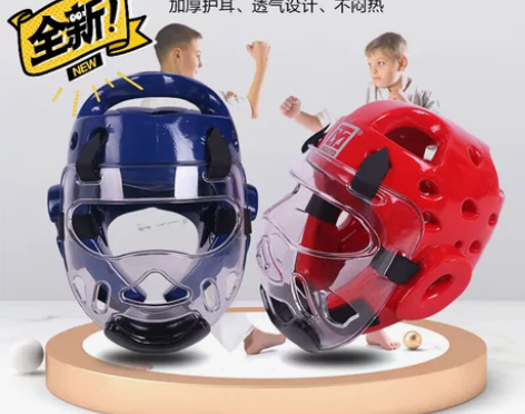 全新:跆拳道护具护脸透明防护面罩空手道拳击...