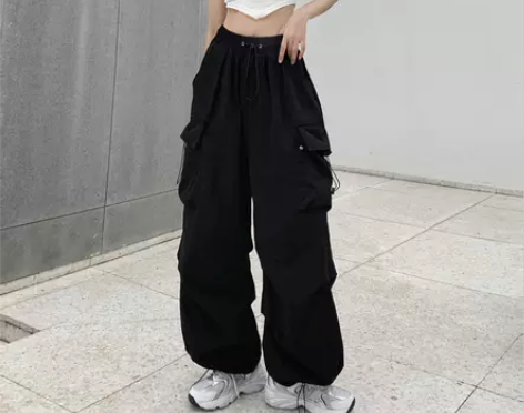 休闲裤女夏2022新款宽松显瘦美式复古阔腿...