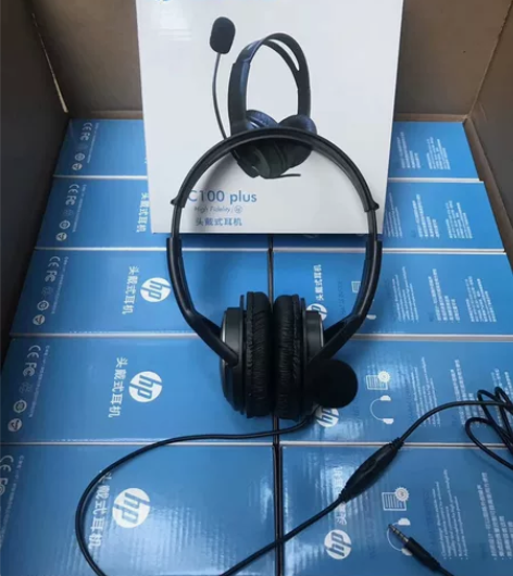 全新惠普PC100有线商务办公头戴式耳机耳...