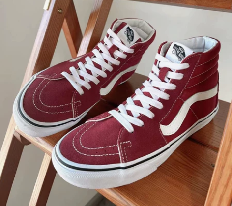 Vans Sk8-Hi 经典酒红色高帮 正...