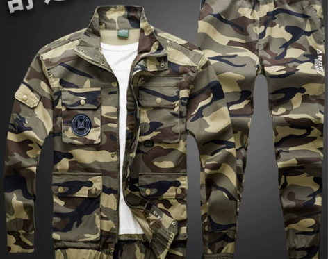 弹力迷彩服套装男春秋纯棉耐磨耐脏工装休闲军...