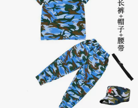 男女童夏装迷彩服套装儿童特种兵夏令营夏季中...