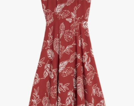 小镇姗姗法式复古过膝红色连衣裙夏新款流行裙...