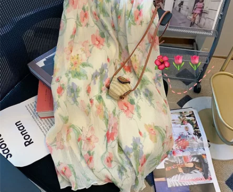 碎花高腰半身裙女装 夏季新款设计感小众显瘦...