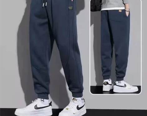 秋冬季男士裤子宽松加绒卫裤潮流束脚抽绳弹力...