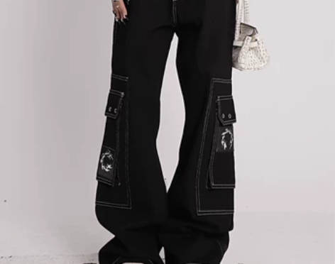 Uncmhisex 自制款复古盘扣明线阔腿...