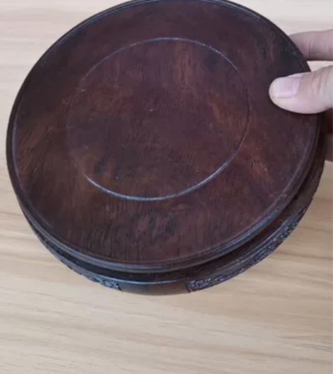 黑檀木圆形花瓶底座木雕支架 红木佛像花盆石...