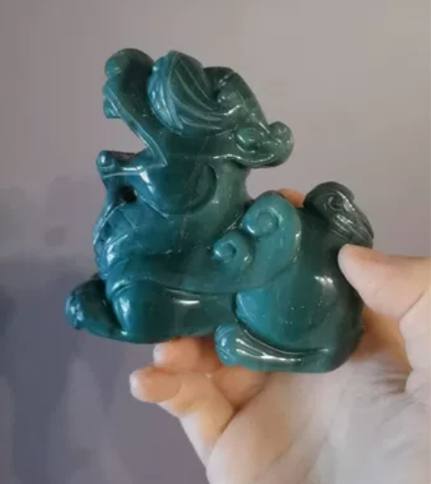 #玉石 东陵玉貔貅招财小摆件玉雕 净重：4...