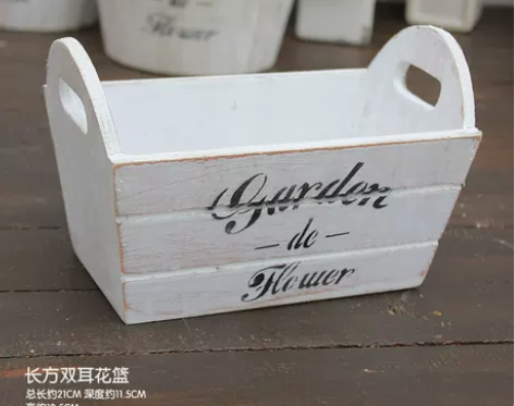 多肉植物木质做旧花篮地中海风格花器花桶居家...