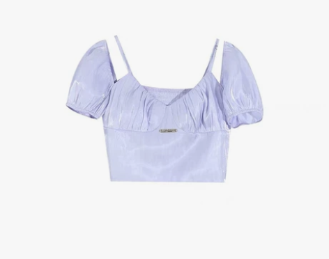 T恤绸缎香芋紫一字肩上衣背心，M码，仅试穿...