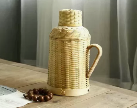 中式茶馆围炉煮茶热水瓶家用手工竹编传统木塞...