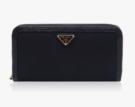 PRADA/普拉达黑色金属LOGO装饰女士...