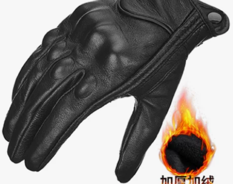 摩托车骑行手套男秋冬羊皮防摔保暖四季机车赛...