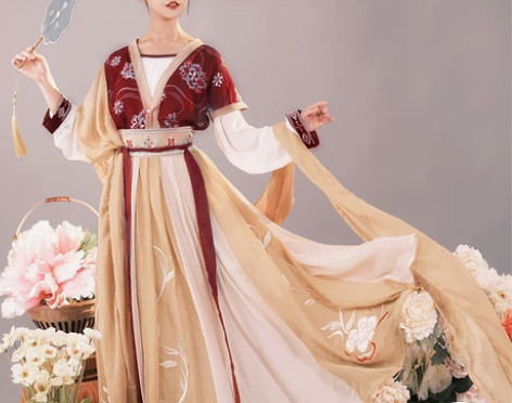 耀春醉芙蓉新款原创汉服唐背子对襟衫十二破交...