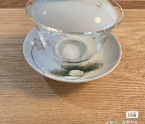 戏墨 粉彩盖碗 无使用痕迹
