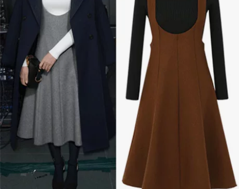 背带吊带秋冬新款大码显瘦背带连衣裙子中长大...