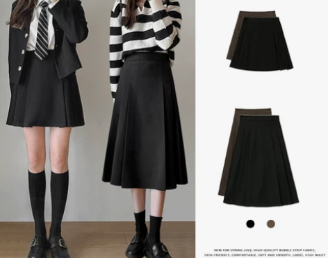 a字裙 毛呢百褶裙半身裙女短裙秋冬2021...