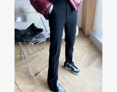 ?超显瘦显高神裤！羊毛西裤高腰直筒开叉休闲...