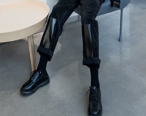 【火拼价】原创黑色灯芯绒阔腿裤女潮九分裤秋...