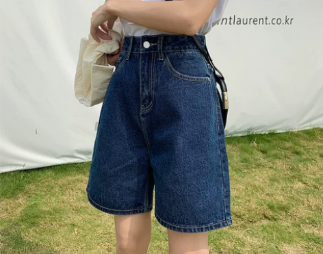 高腰牛仔短裤女夏薄款宽松2022年新款阔腿...