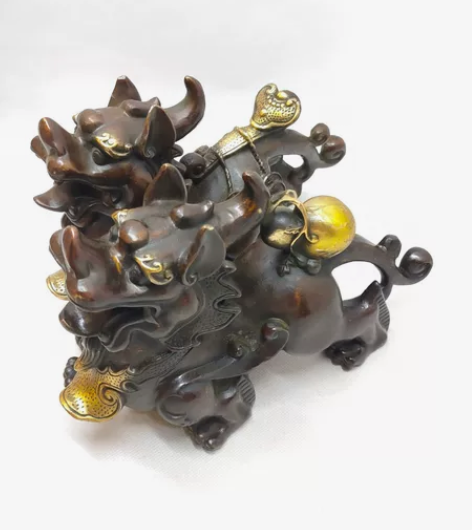 葫芦如意貔貅一对 黄铜仿紫铜鎏金复古工艺 ...