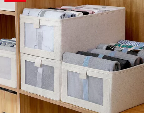 包邮布艺衣柜可视窗收纳盒箱抽屉式内衣衣服整...