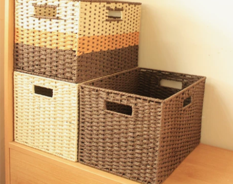 日式储物盒编织非草编藤编筐玩具书本车载收纳...