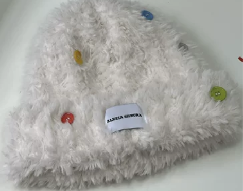 【纽扣毛绒帽】白鹿同款软乎乎加厚保暖护耳毛...