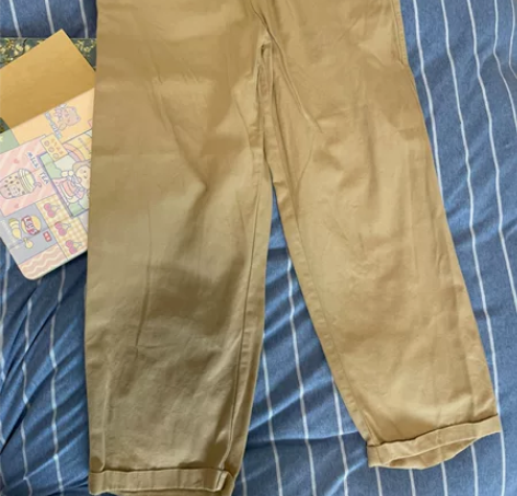 宽松直筒卷边工装长裤 裤腰偏大，洗过一次（...