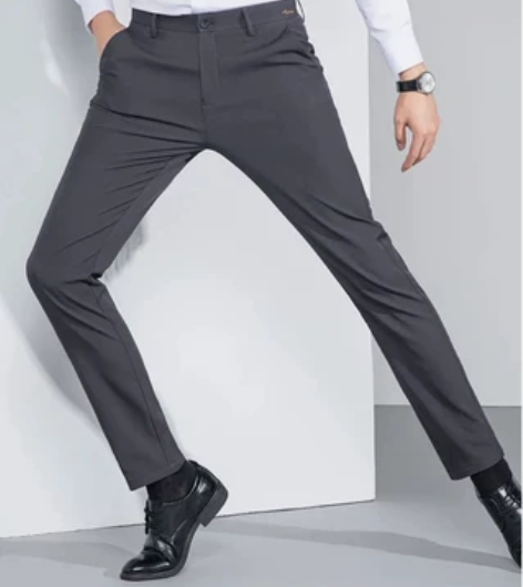 秋冬加绒弹力厚款西裤男士休闲裤黑色修身直筒...