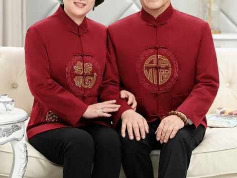 老太太唐装女中老年情侣装80大寿过生日衣服...