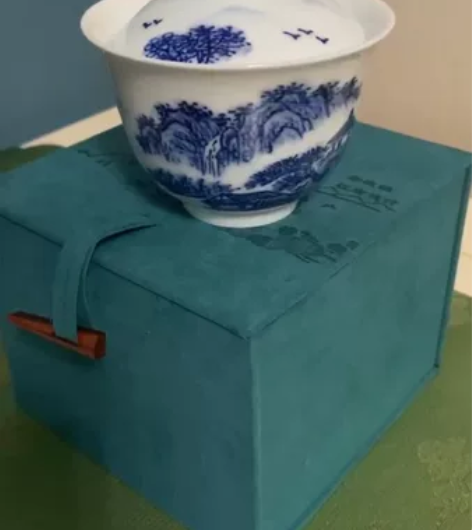 景德镇墨舍阅贤斋全手工手绘青花山水釉下彩，...