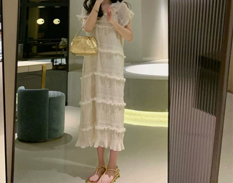 夏季大码女装2022新款胖mm显瘦长裙法式...