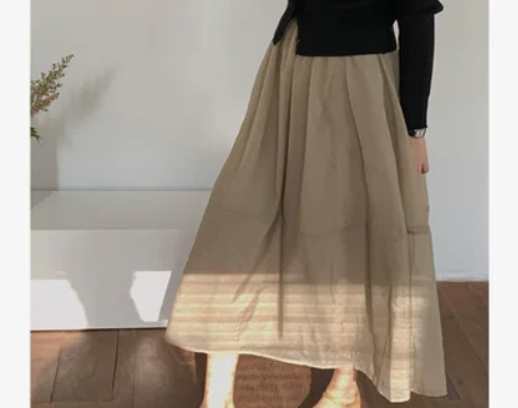 小野桃奈 气质纱裙大摆裙高腰显瘦半身裙女伞...