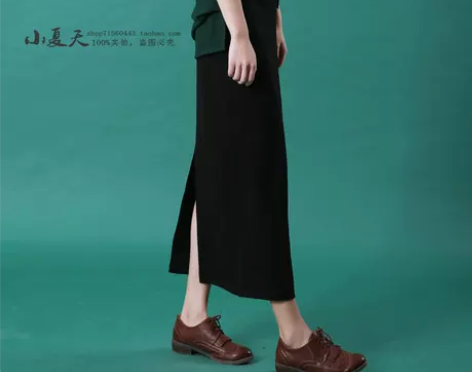 半身裙夏秋长裙后开叉直筒黑色铅笔裙一步裙罗...