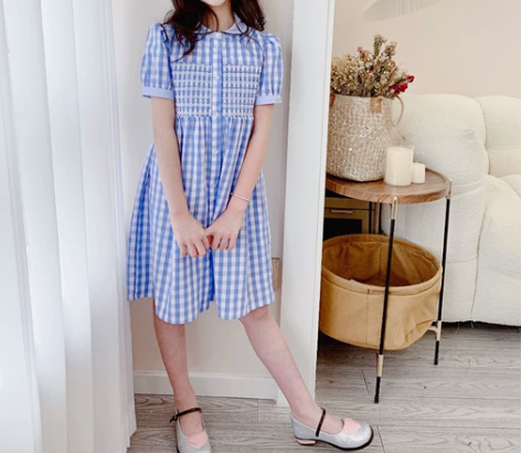 女童连衣裙复古公主裙打揽裙可爱刺绣泡泡袖裙...