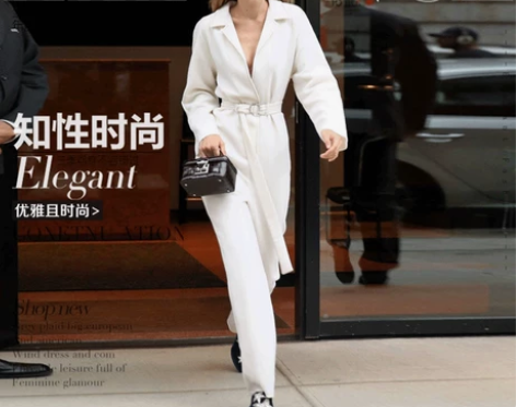 Gigi Hadid吉吉同款薄毛呢保暖高腰...