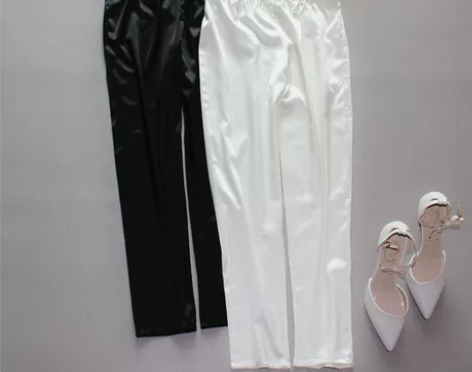 2018春新款女桑蚕丝铅笔裤 修身弹力真丝...