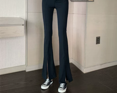 裤子女2020新款高腰百搭垂感显瘦微喇叭休...